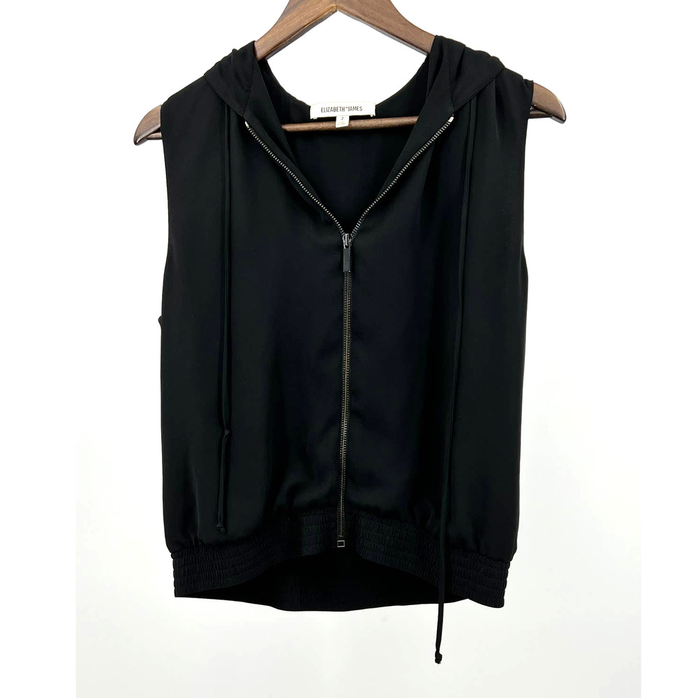 Elizabeth James Zipper Vest Hoody Black Full Zip Women's Size 2
